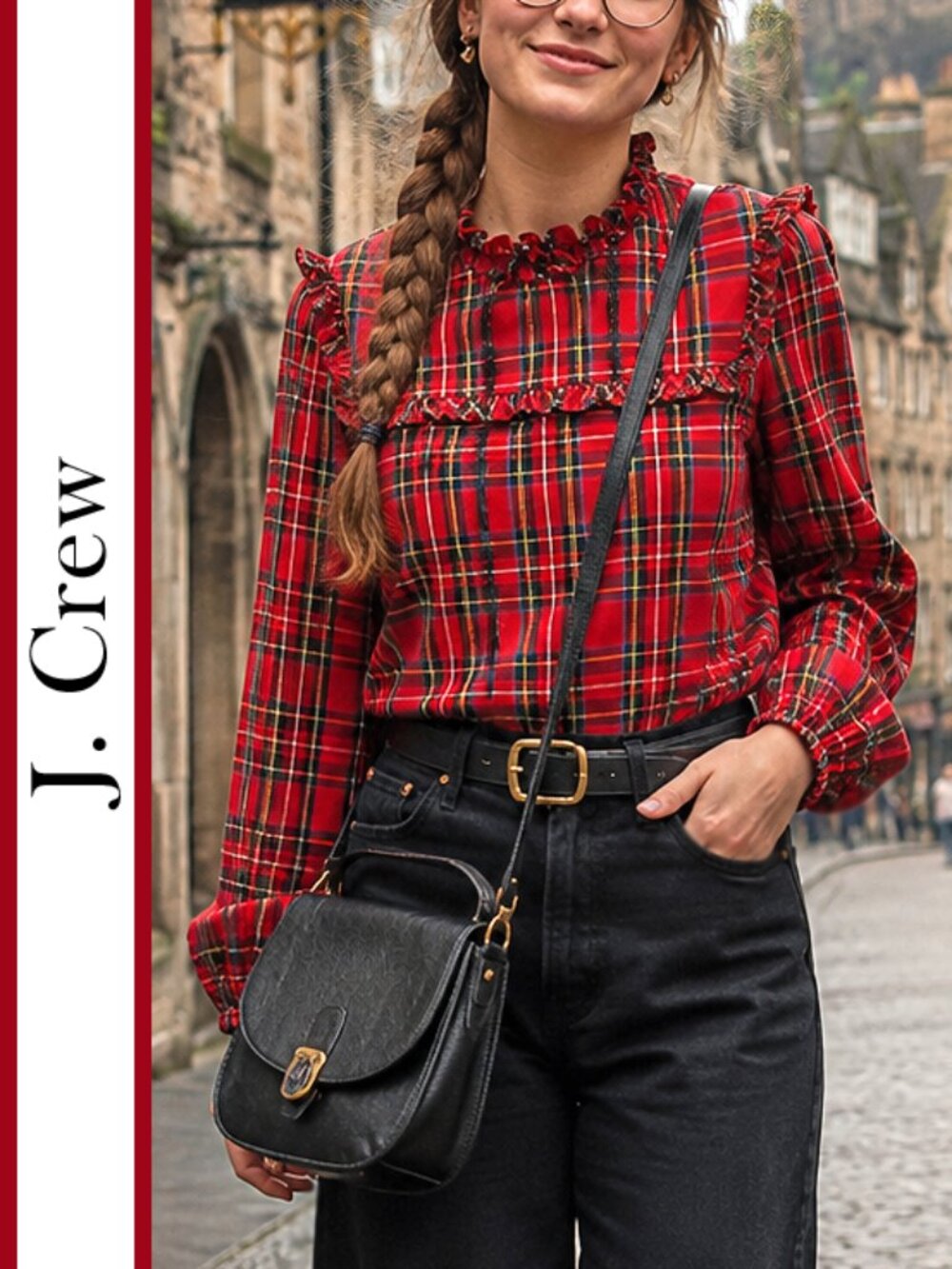 J. Crew | Tartan Plaid Ruffle Detail Blouse Top